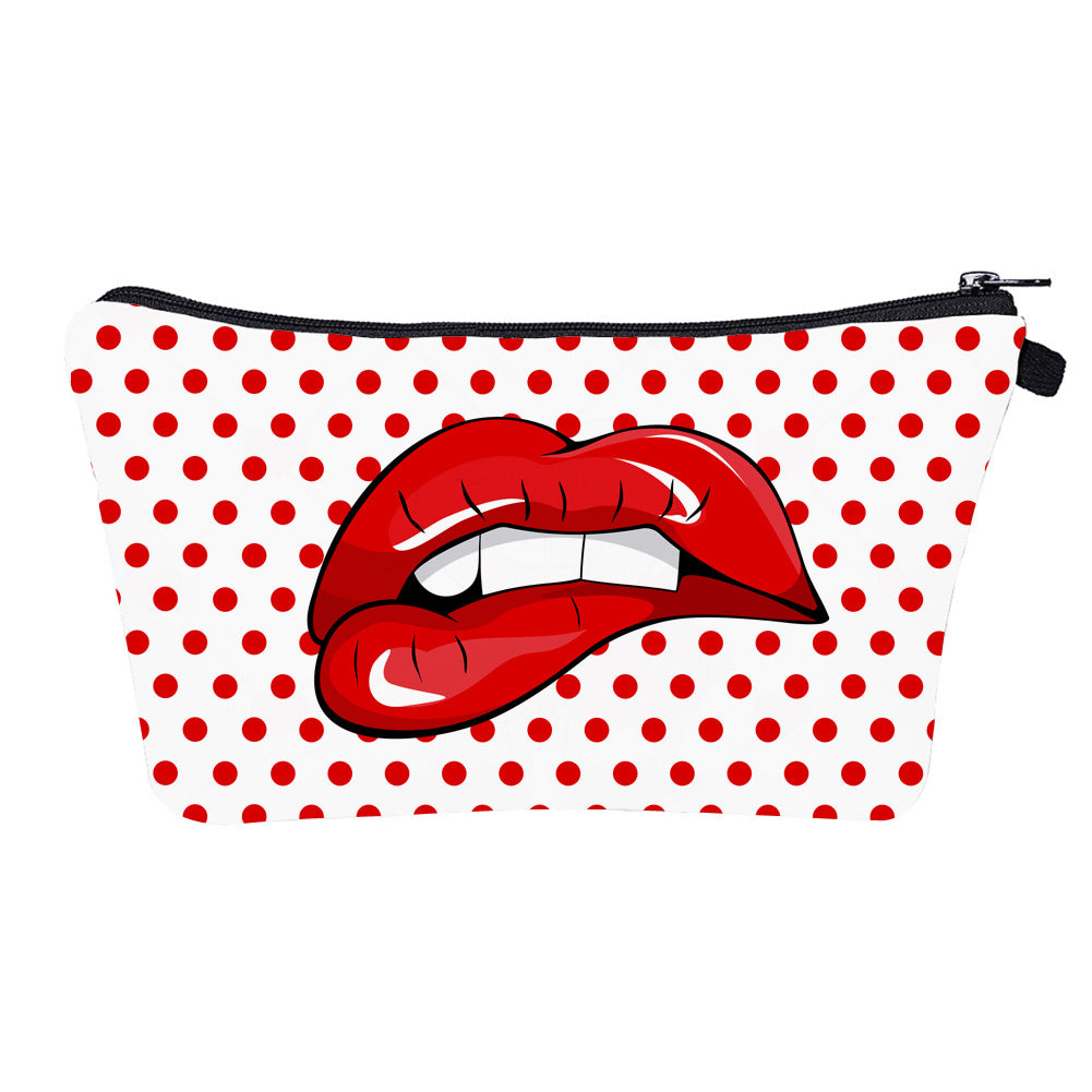 Wholesale Polyester Lip Biting Digital Printing Cosmetic Storage Bag